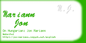 mariann jon business card